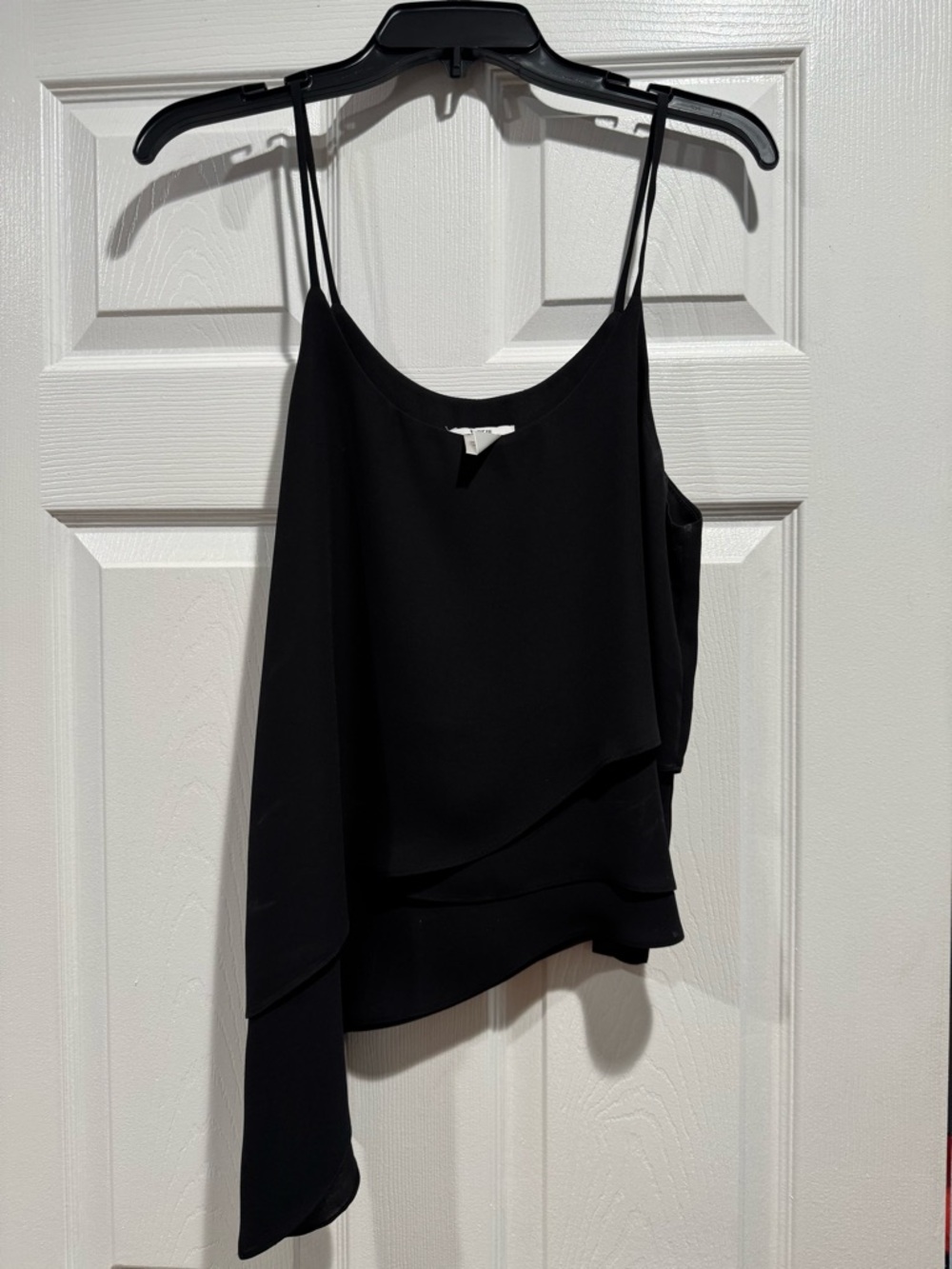 Bar III Black Asymmetric Layered Spaghetti-Strap Camisole